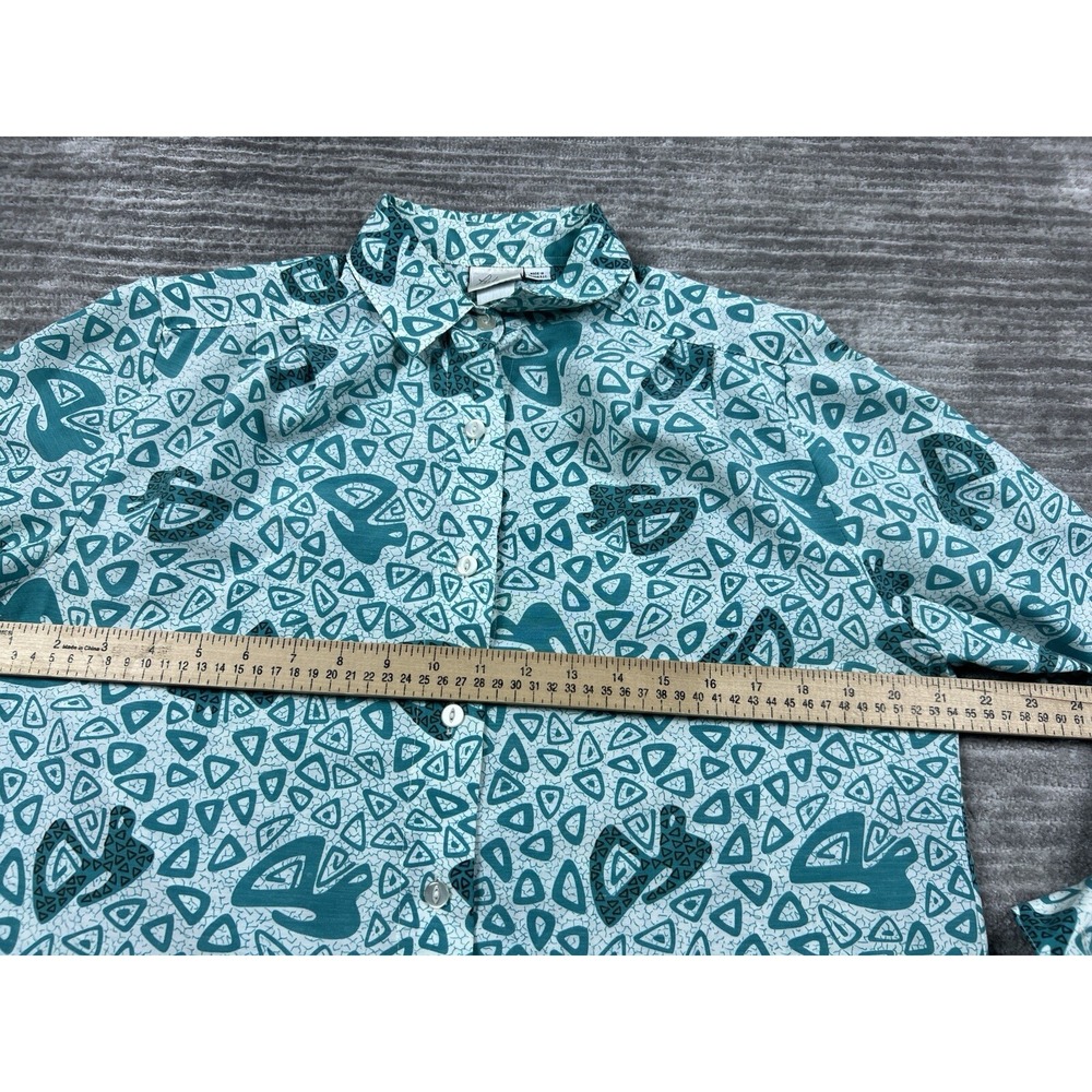 Vintage Pykettes Shirt Womens XL Green Button Up Longsleeve Casual - Picture 4 of 11